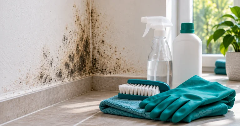 Banheiro com vapor do chuveiro e sistema de exaustão no teto